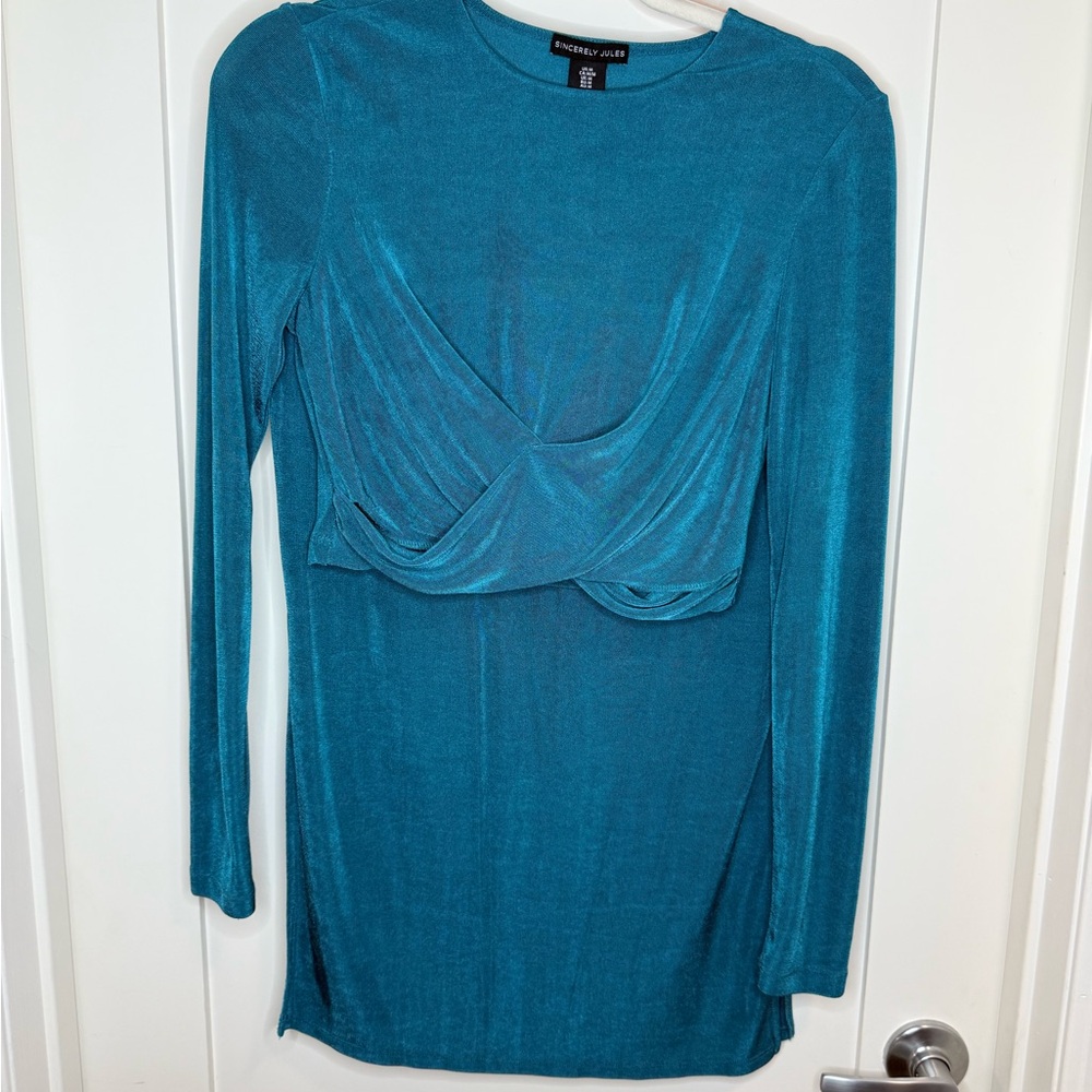 Sincerely Jules Turquoise Long Sleeve shirt and skirt